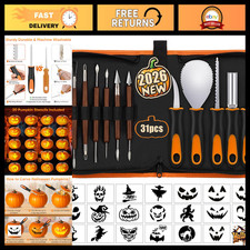 Halloween Pumpkin Carving Kit - 31 PCS Tools  Stencils for Creative Designs