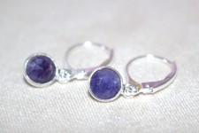 أقراط — أزرق Sapphire Gemstone Leaver-back Earring