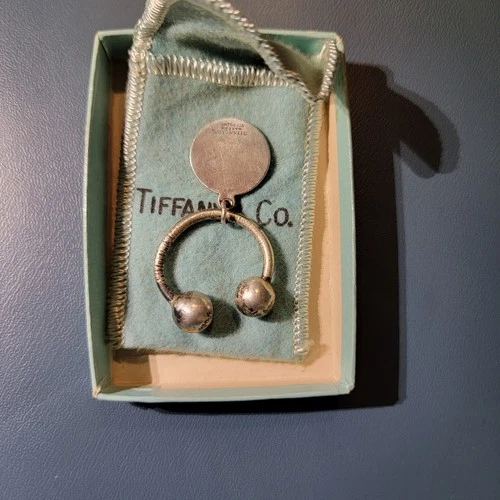 Vintage Tiffany & Co. Sterling Silver Keychain Key Ring & Round Charm