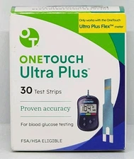 One Touch Ultra Plus Blood Glucose Test Strips 30 Count New Exp. 10/31/2025