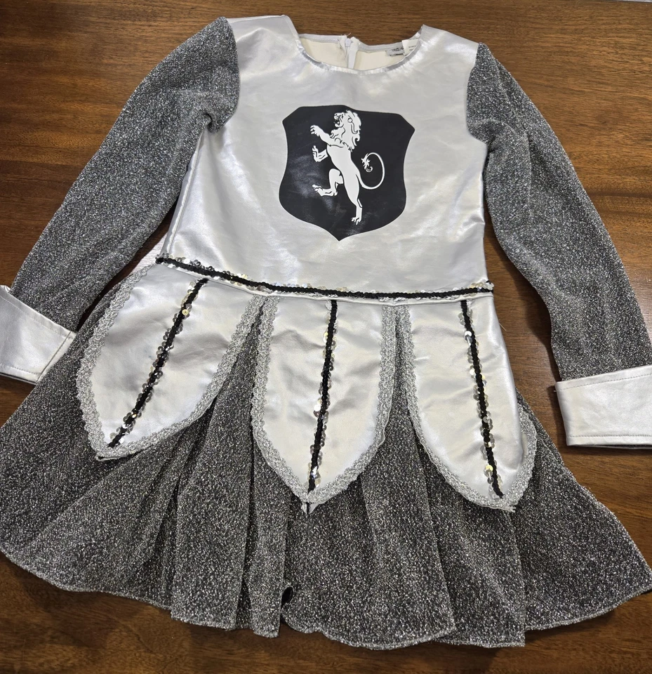 Disfraz de caballero guerrero negro/plateado metálico para niñas talla mediana - Foto 3 de 4