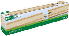 BRIO World 33341-4 Piece Long Straight Wooden Train Tracks Expandable Com...