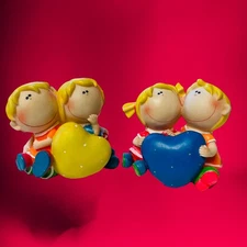 Estella The Fine Arts Vintage 80's Hollow Resin Little Boy/Girl Love Sculpture