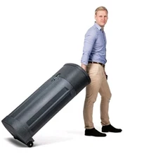 Portable Trade Show Pop-up Display Podium and Carrier, Shipping Case With Wheels