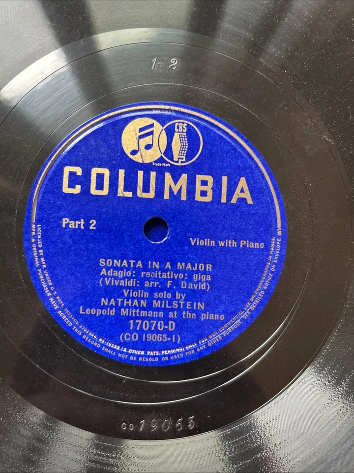 Nathan Milstein SONATA IN A MAJOR Violin/Piano Columbia 17070- VG+ - Image 4 of 4