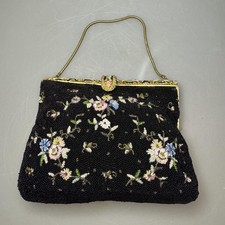 Vtg Michel Swiss Paris Beaded Evening Bag Enameled Gilt Frame 16 Rue de la Paix