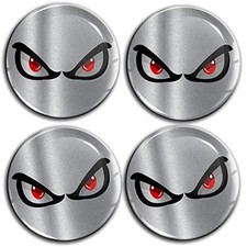 4 x 60mm 3D Domed Car Wheel Centre Cap Stickers for Hub Cap Rim Cover Silver
