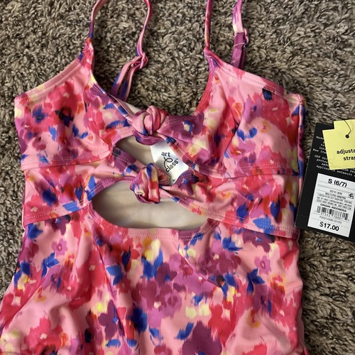 Art Class small (6/7) Painted Garden Floral Printed Spots One Piece Swimsuit - Picture 2 of 6