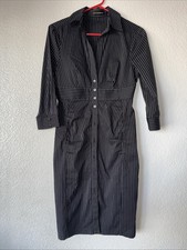 EXPRESS DESIGN STUDIO 90s Vintage Black Pin Stripe BUTTON DRESS Size 2