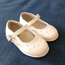 Girls White PU Mary Jane Flat Dress Shoe Strap Sandals