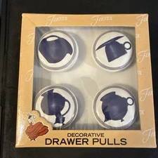FIESTA Ware Cobalt Blue Decorative Drawer Pulls- NIB Vintage Retired Fiestaware