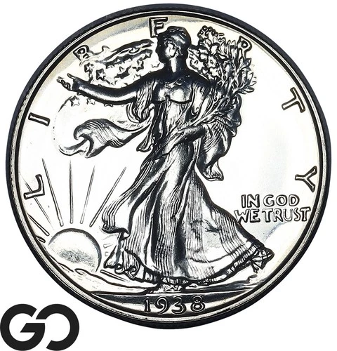 1938 Walking Liberty Half Dollar, Stunning PROOF Premium Quality Superb Gem PR++
