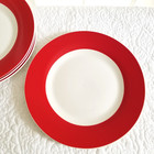 Set of 4 Pfaltzgraff Porcelain Dinner Plates 10.5" dia Kenna Red & White