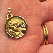 10K Yellow Gold Round Cherub charm stamped