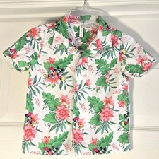 Janie And Jack Disney Mickey Mouse Cabana Shirt Size 12-18 Months Floral Cotton