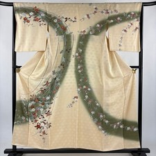 JAPANESE KIMONO HOMONGI BEIGE 155.5cm 5 ft 1 in PURE SILK FF11882