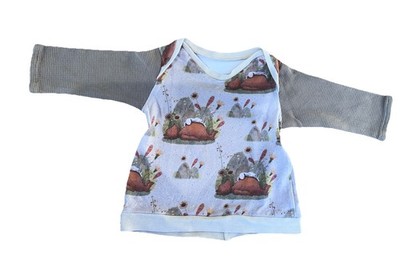 Pullover Kinder / Kleinkinder Gr. 68 - Bär und Hase - Grau