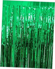 3.2 ft x 9.8 ft Metallic Tinsel Foil Fringe Curtains Party Photo 1 Green
