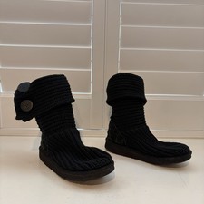 UGG Australia Girls Black Knit Boots Size 3