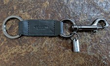 Rare Black Coach Trigger Snap Leather Key Fob Keychain Unisex Limited Edition 1