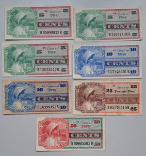 United States USA Vietnam 7 MPC 5 10 25 50 cents 661 1968 UNC see other sales