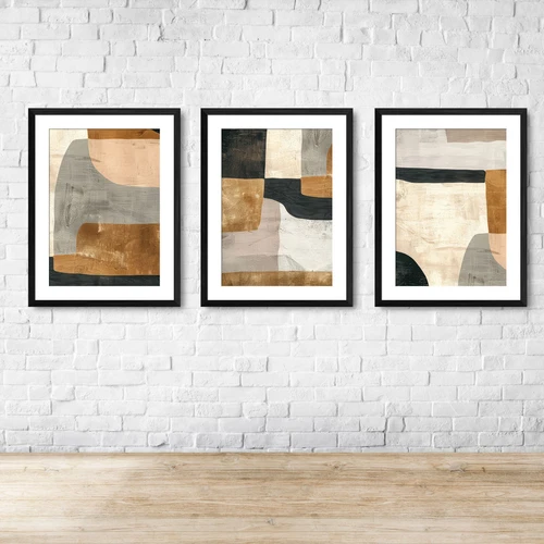 Warm Modern Abstract Wall Art Print Picture 1 Or Set Of 3