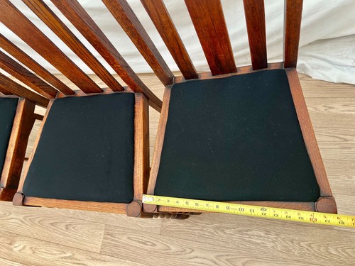 Antique Chairs set of four Barley Twist Legs Solid Oak set of Four Black Canvas - Picture 9 of 10