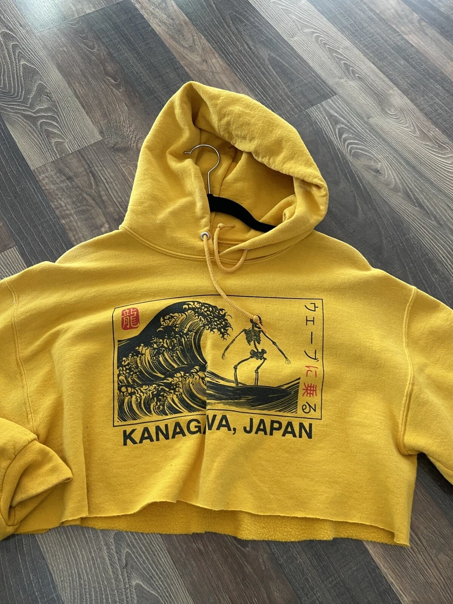Artist Union Kanagawa Japan Cut off Sweatshirt Hoodie Size Medium Yellow