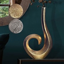 Vase FineBuy Blumenvase 47 cm Aluminium Spirale Tischvase Wohndeko Dekovase 