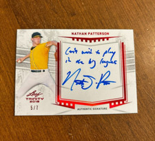 Nathan Patterson 2019 Leaf Trinity Red Auto NP1 Athletics A's Brewers /7