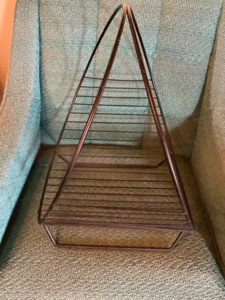 Vtg mid century modern Hoop Log Fireplace Wood log Holder Black magazine rack - Image 3 of 3