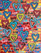 A.Z. Davis 11" x14" Painting Abstract Modern Pop Folk Floral Still Life Love Art