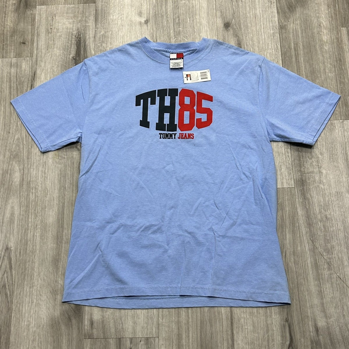 Tommy Jeans Mens L Blue Tommy Hilfiger TH85 T-Shirt Vintage