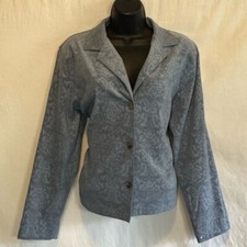 B-64 Studio Works Blue Long Sleeve Button Front Blazer Suit Jacket Size M