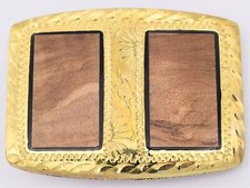 Engraved Solid Brass Olivewood Hippie Western Small Trinity Vintage Belt Buckle