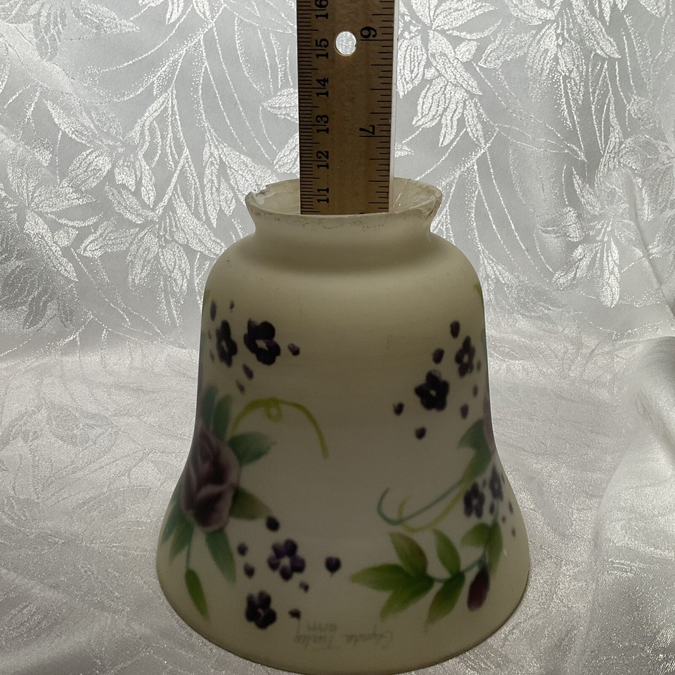 Glynda Turley Purple Roses Glass Hand Painted Lamp SHADE Signed Retired