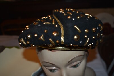 Vintage Jack McConnell Boutique Black Wool Hat with Gold Studs Vintage jack mcconnell black - Gem main image 4