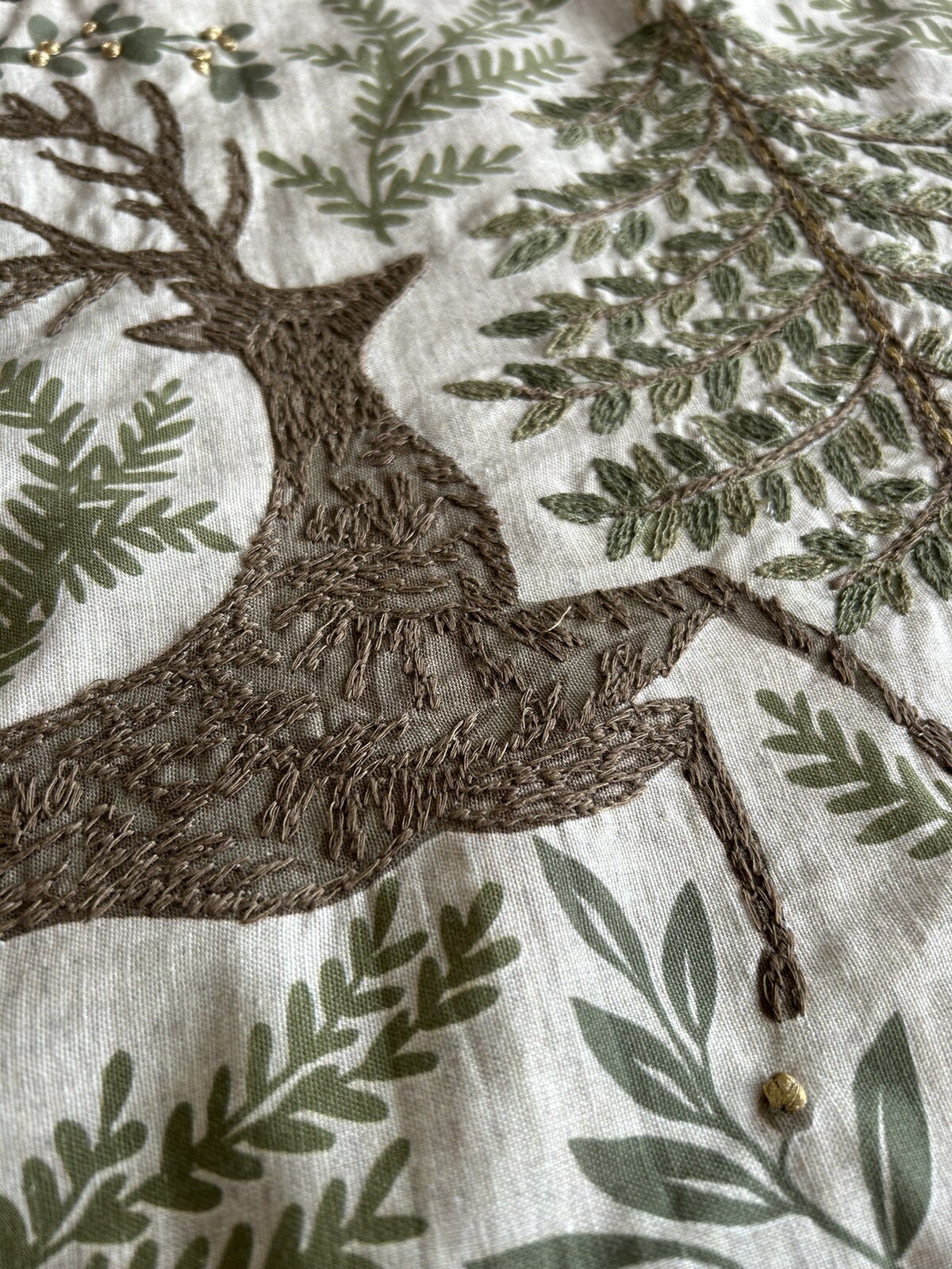 Pottery Barn Winter Solstice Embroidered Lumbar Pillow Cover Reindeer