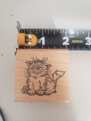 1996 Ann-ticipations scruffy frazzled grumpy cat rubber stamp