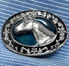 Classic Western Horse Head Cowboy Dress Belt Buckle Vintage 80s Siskiyou .PCB683