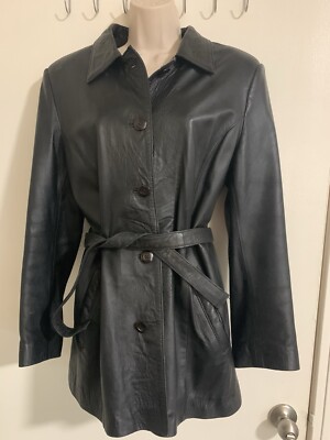 Vintage Marco Polo Lambs Leather Jacket Womens XL Black Lined Marc O polo Coat