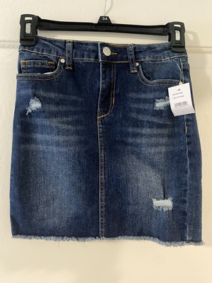 NWT JOE'S Girls Denim Markie Mid rise Mini Skirt Blue Jeans Distress 14 W26 S/M