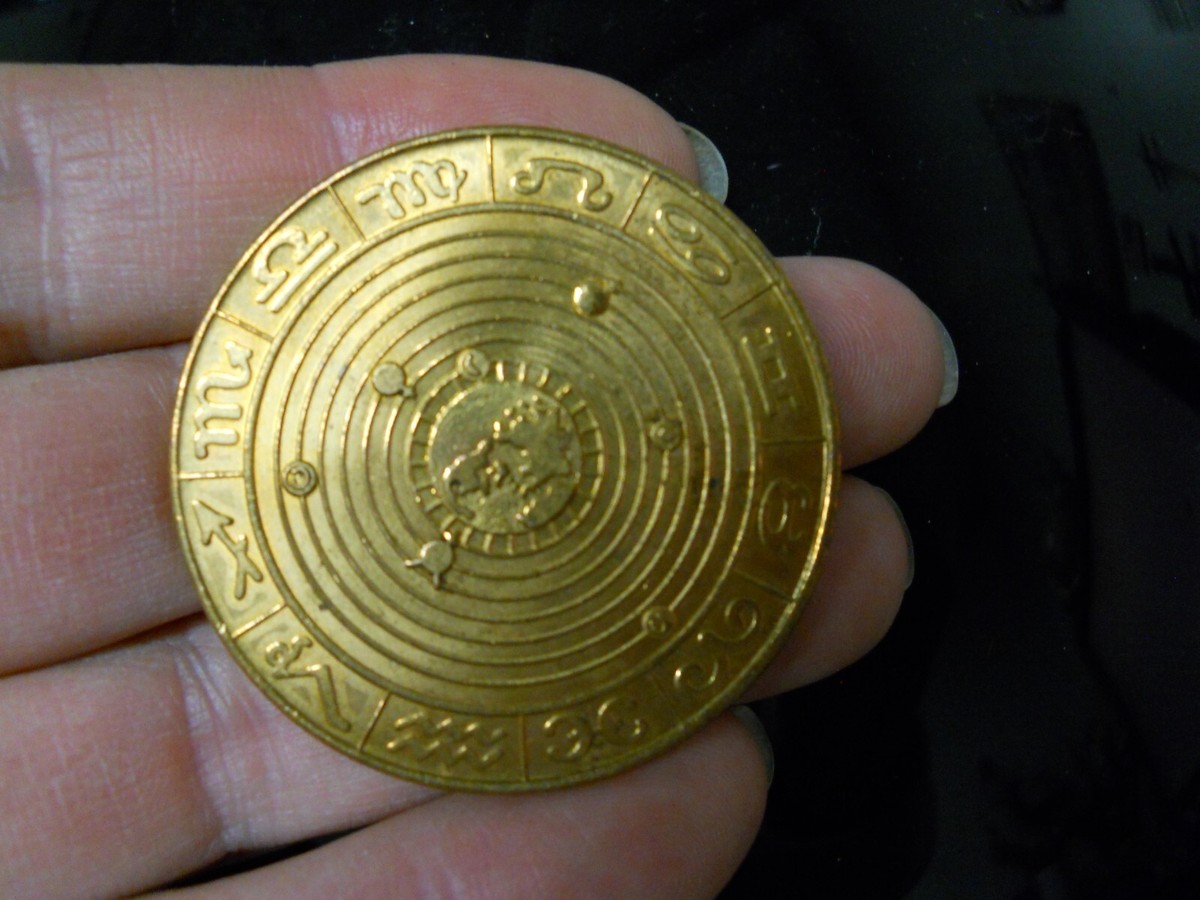 Zodiac Sign Aquarius January 21- February 19 Brass Challenge Coin