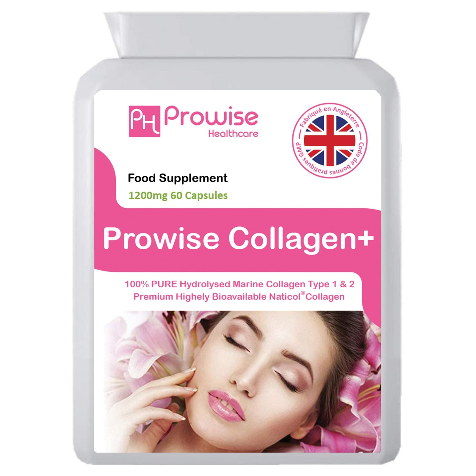 Marine Collagen Type 1 and Type 2 1200mg - 60 Capsules | UK Made by Prowise