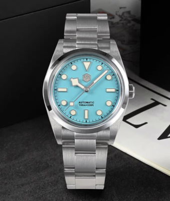 San Martin SN021-G-B2 36mm Automatic Light Blue Dial Diver Watch