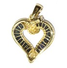 10k yellow gold .02ct SI2 H diamond heart sapphire pendant charm 3.1g estate  — photo 5