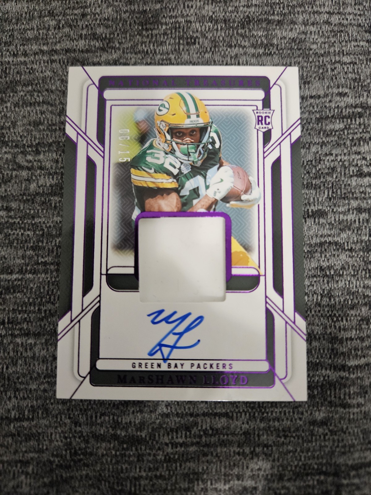 MarShawn Lloyd 2024 National Treasures Purple Rookie Gloves Patch Auto RC /15
