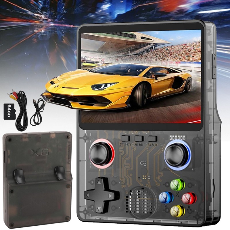 X6 Retro Handheld Game Console 6000+ Games 3.5" IPS Screen Linux System 64GB