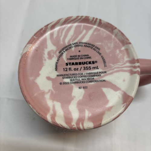 Starbucks 2022 Pink & White Swirl Marble Ceramic Mug holiday season ...