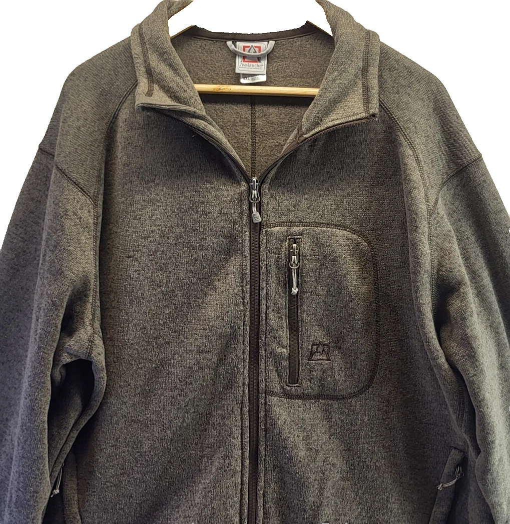 Avalanche Mens Full Zip Fleece Jacket Morel Outdoor 2XL XXL Brown